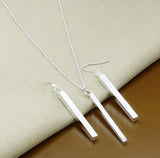 10.ct : ensemble de boucles en argent sterling en forme de tige:
boucle pendante et collier s 925